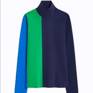 NTW Tory sport block stripe tech knit turtle neck